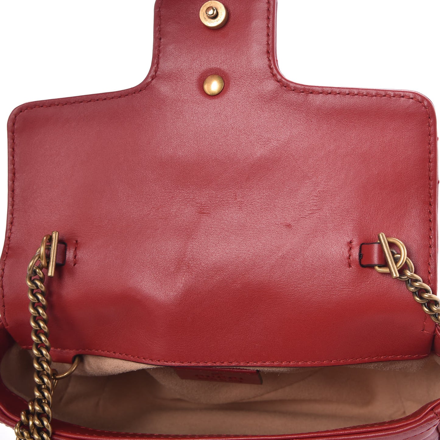 Calfskin Matelasse Super Mini GG Marmont Shoulder Bag Hibiscus Red