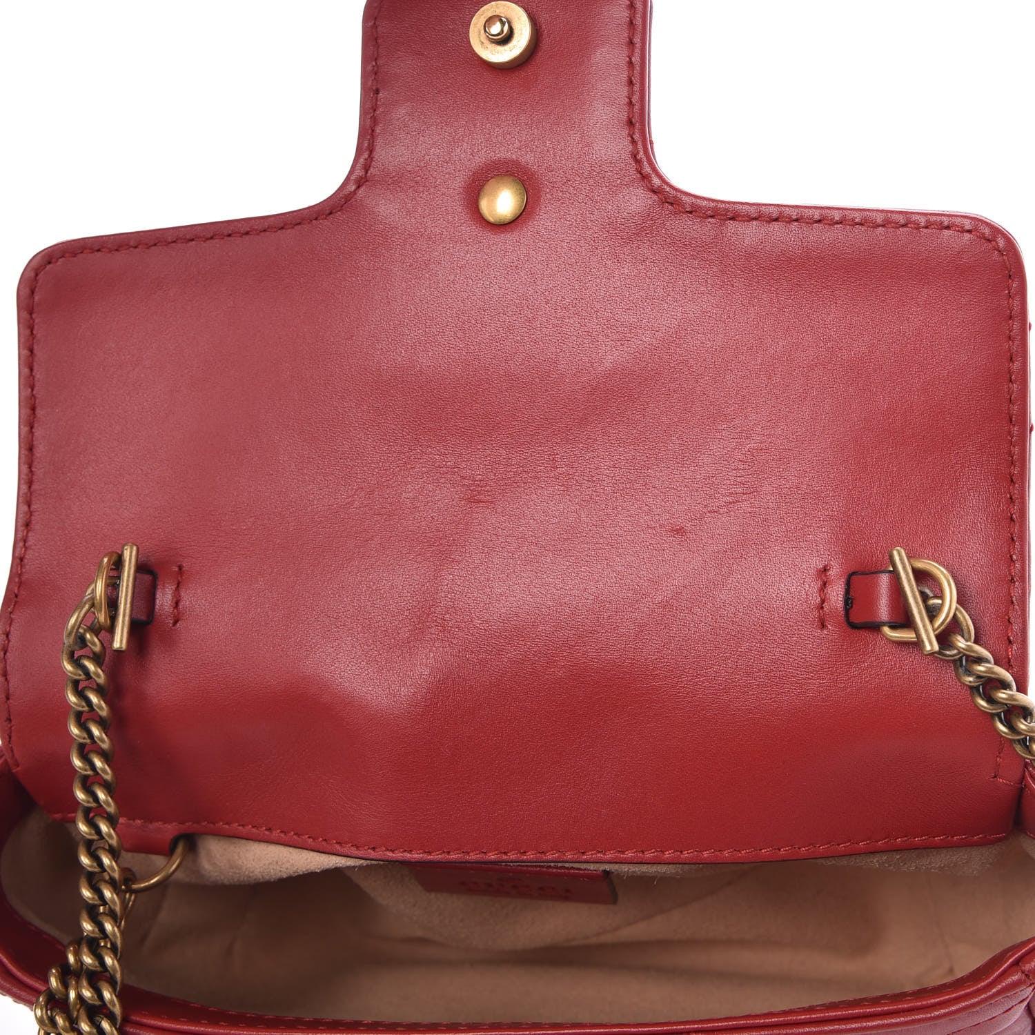Gucci Calfskin Matelasse Super Mini GG Marmont Shoulder Bag Hibiscus Red 9 of 9