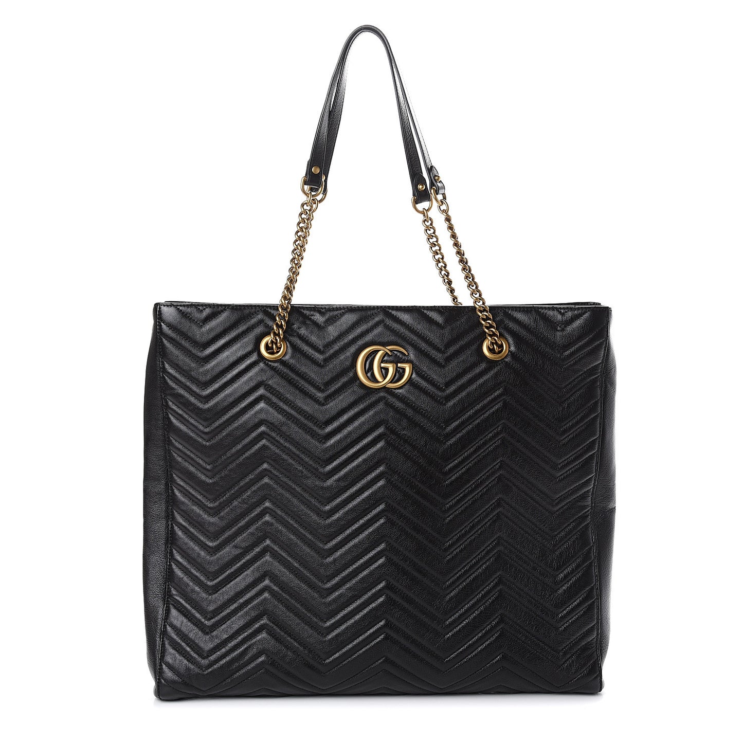 Azalea Calfskin Matelasse Large GG Marmont Slim Tote Black