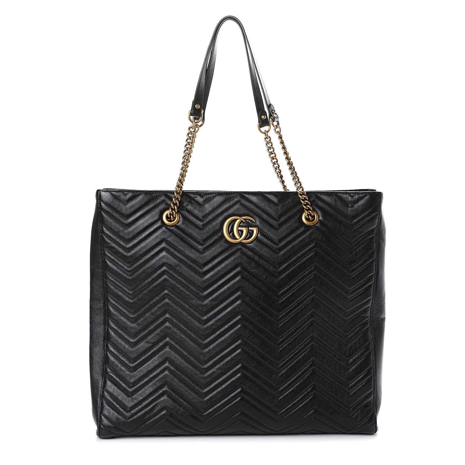 Gucci Azalea Calfskin Matelasse Large GG Marmont Slim Tote Black 1 of 7