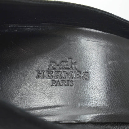 Hermes Veau Doblis Suede Wedges 39 Black 12 of 13