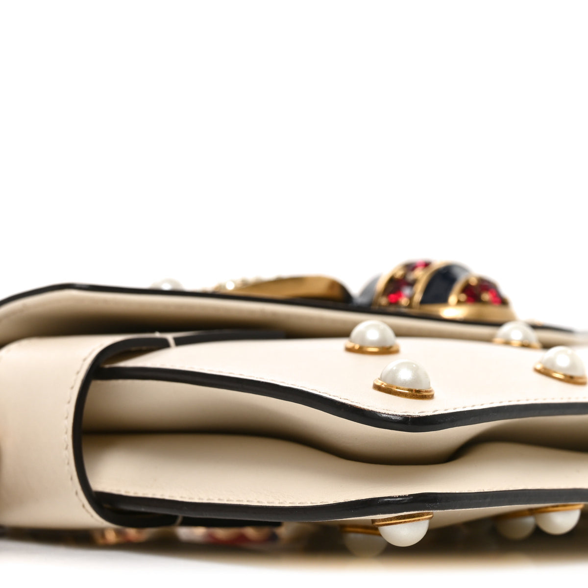 Nappa Pearl Studded Mini Queen Margaret Broadway Shoulder Bag Mystic White
