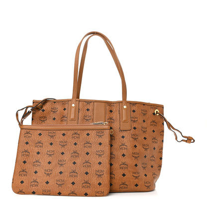MCM Visetos Medium Liz Reversible Shopper Tote Cognac 1 of 15