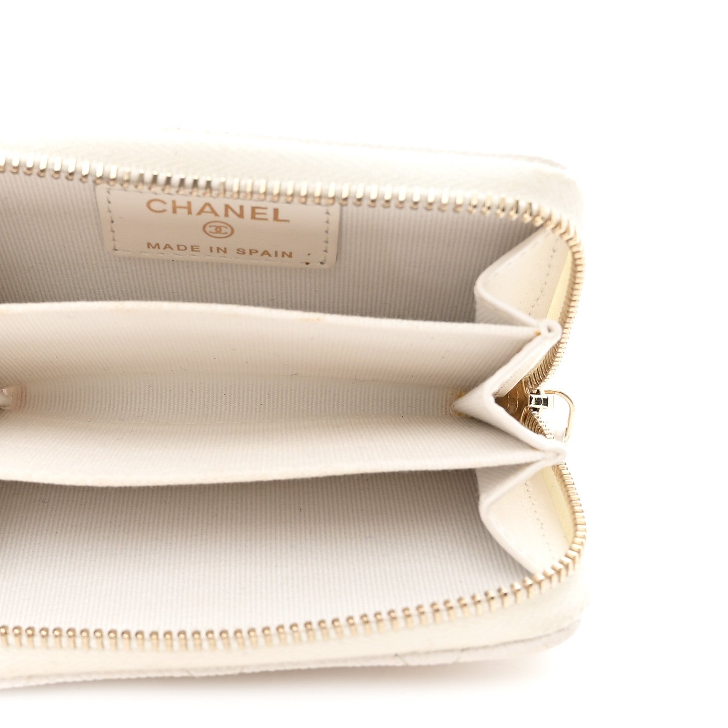 Chanel Caviar Enamel Coco Casino Quilted Zip Coin Purse White 5 of 8