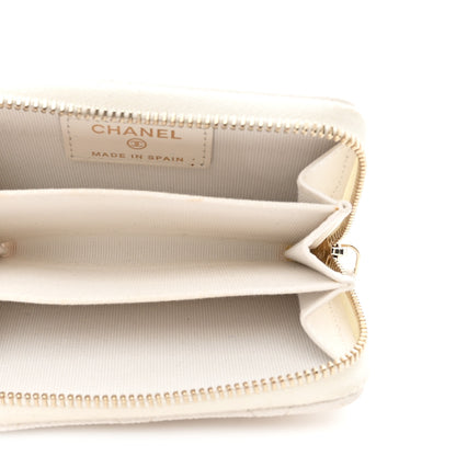 Chanel Caviar Enamel Coco Casino Quilted Zip Coin Purse White 5 of 8