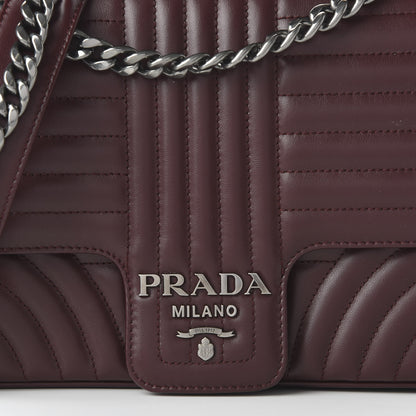 Prada Soft Calfskin Impunture Diagramme Large Chain Flap Shoulder Bag Granato 9 of 10