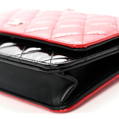 Chanel Patent Quilted Bi-Color Wallet On Chain WOC Red Black 11 of 12