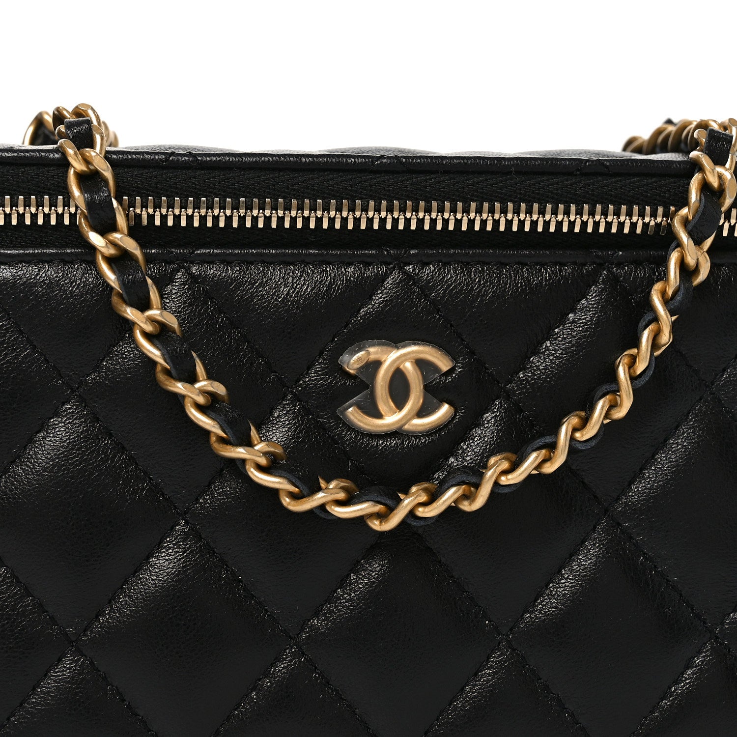 Chanel Lambskin Quilted Pearl Crush Small Vanity Case With Chain Black 8 of 11