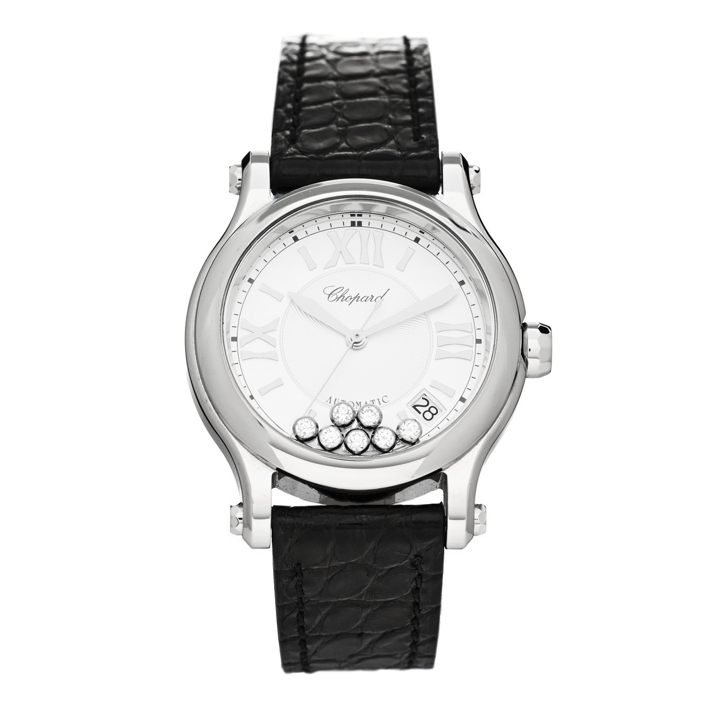 Stainless Steel Alligator 7 Diamond 36mm Happy Sport Automatic Watch