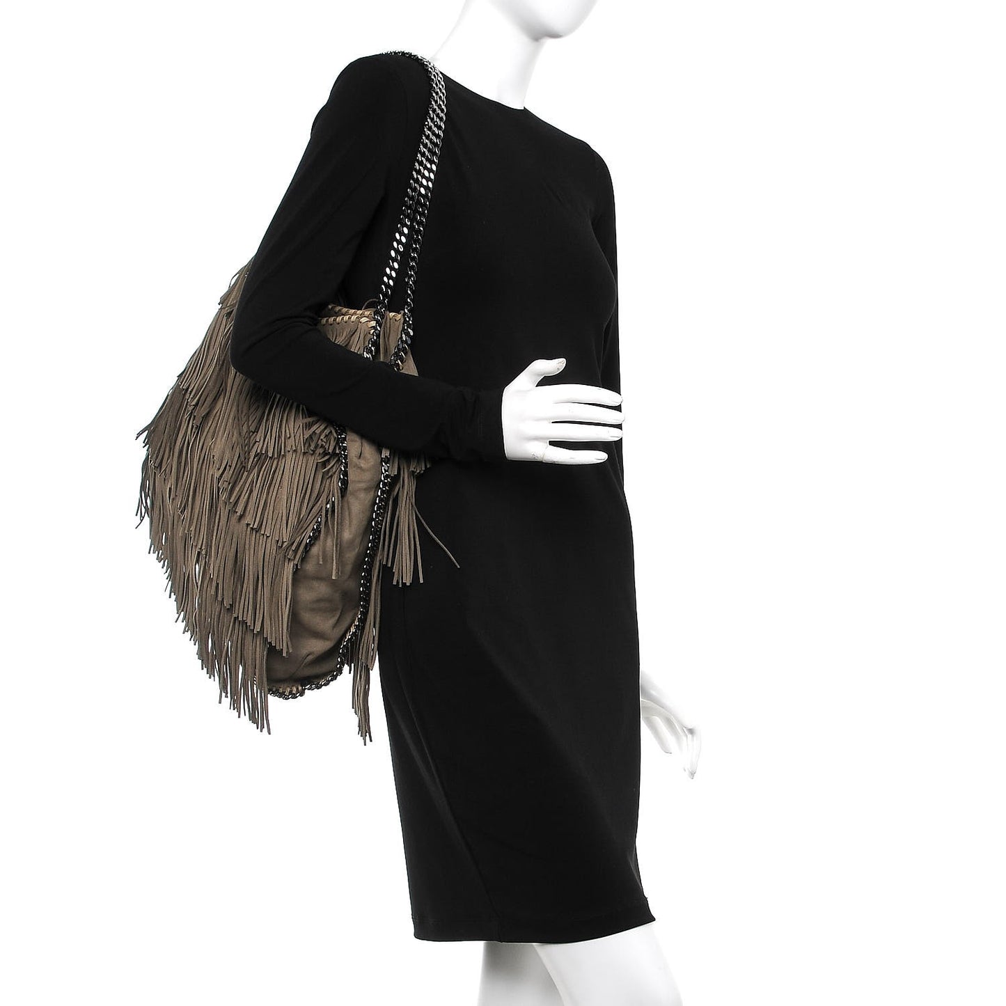 Eco Suede Fringe Big Falabella Tote Taupe