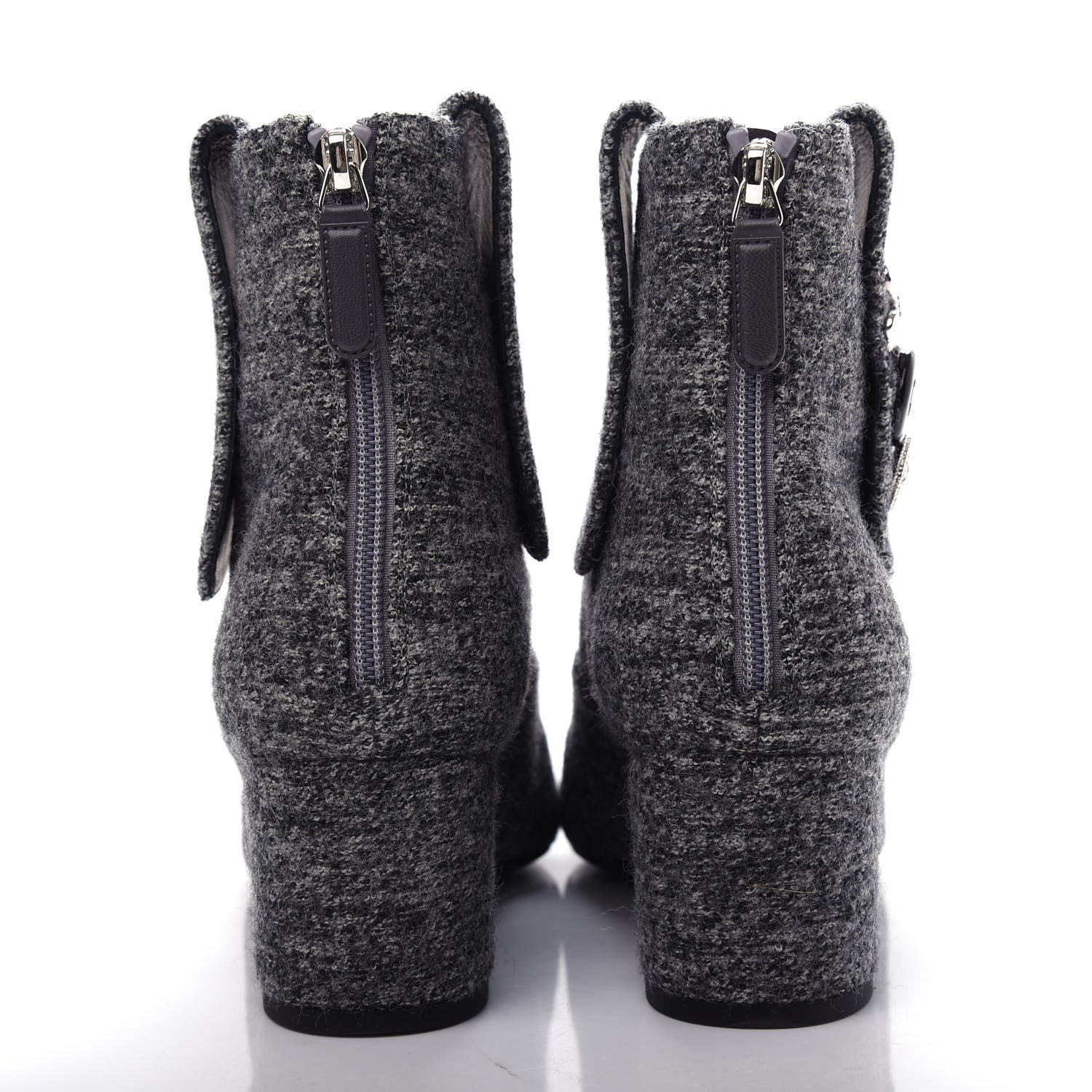 Chanel Tweed Short Boot 39.5 Grey 7 of 12