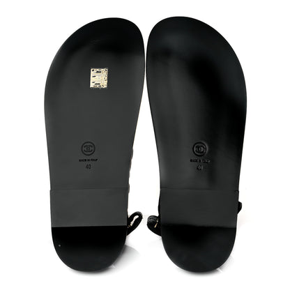 Chanel Grained Calfskin Velcro Dad Sandals 40 Black 5 of 9