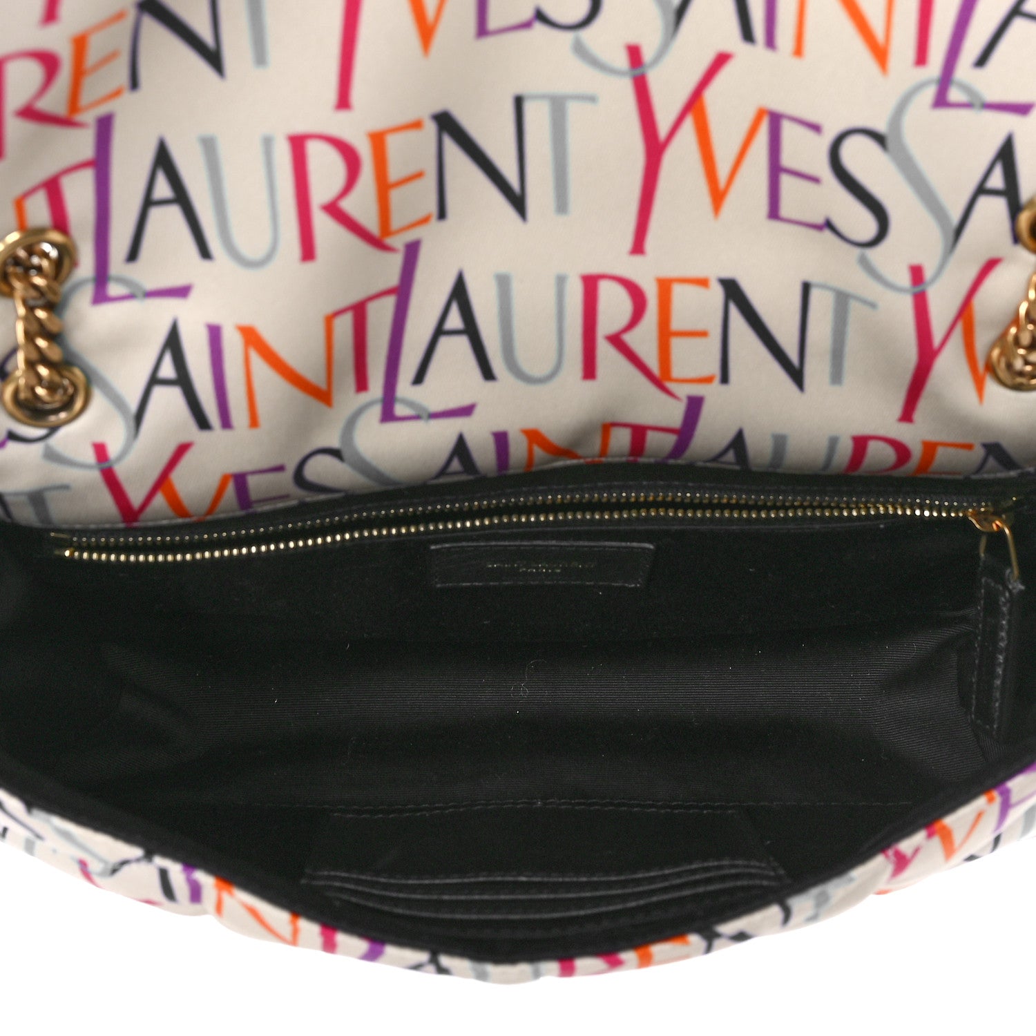 Saint Laurent Silk Carre Rive Gauche Print Patchwork Monogram Medium Jamie Multicolor White 5 of 9
