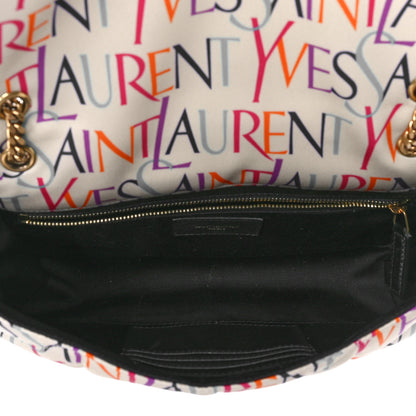 Saint Laurent Silk Carre Rive Gauche Print Patchwork Monogram Medium Jamie Multicolor White 5 of 9