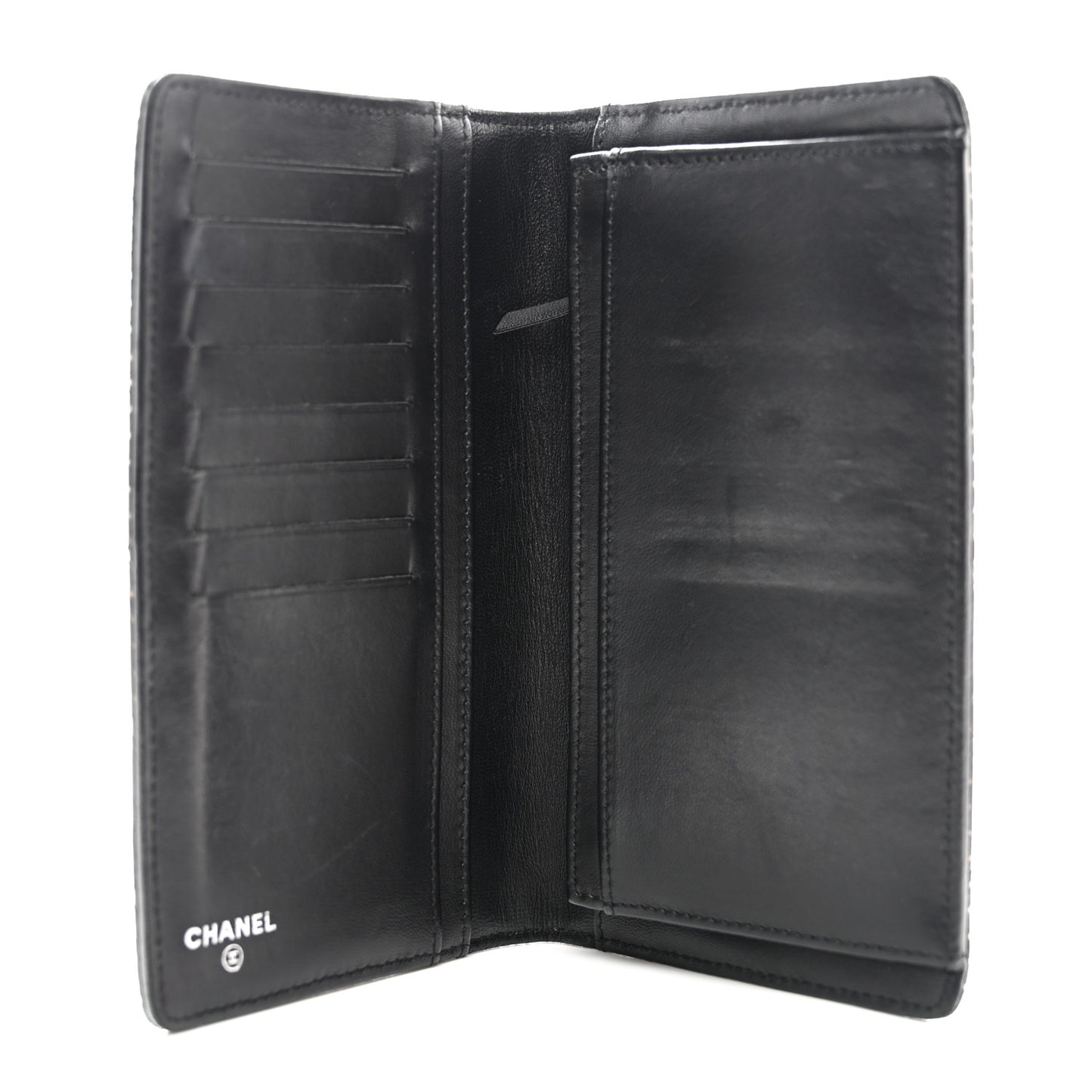 Lambskin Perforated Yen Wallet Black