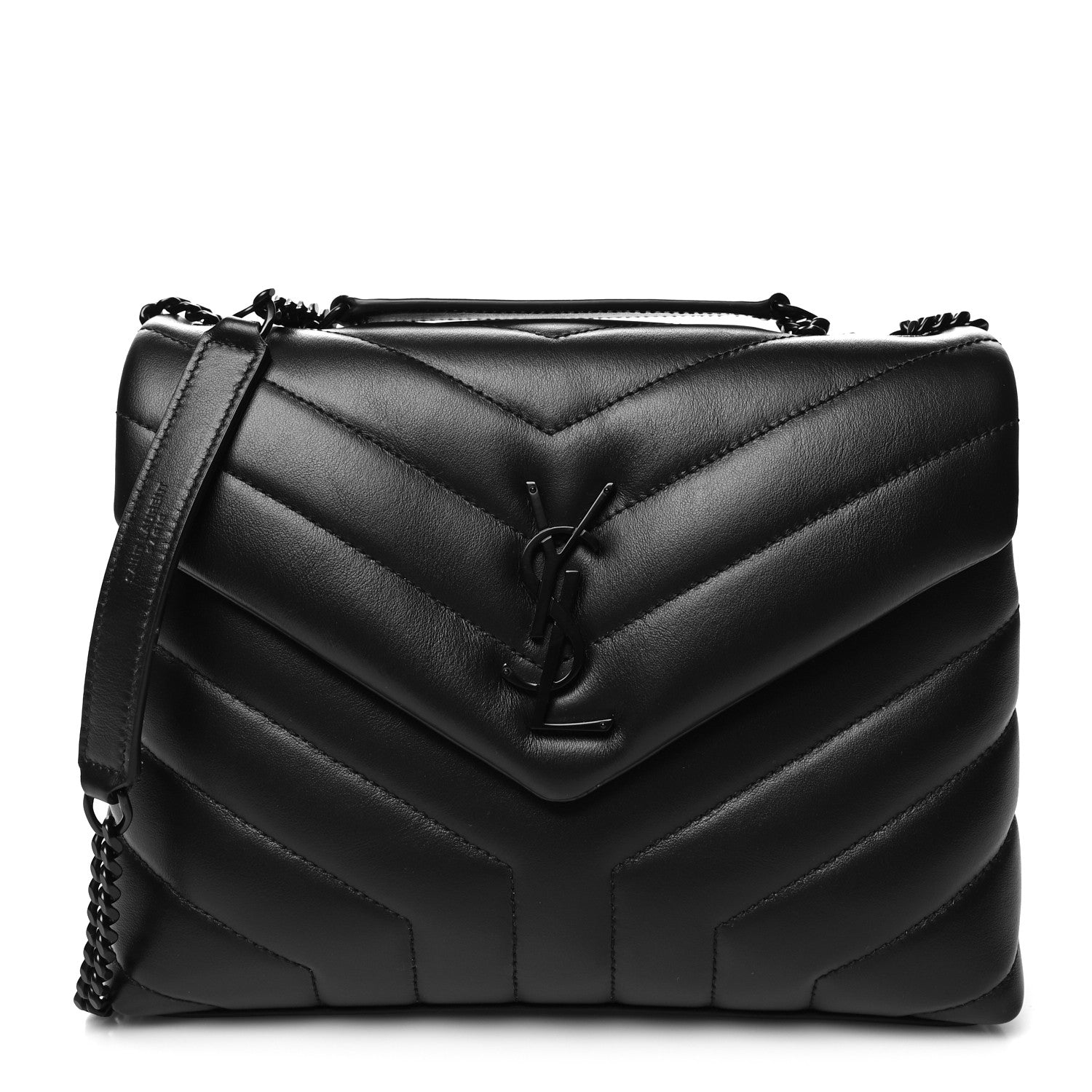 Saint Laurent Calfskin Y Quilted Monogram Monochrome Small Loulou Chain Satchel Black 1 of 11