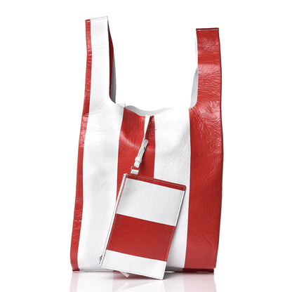 Balenciaga Agneau Supermarket Tote Red White 3 of 11