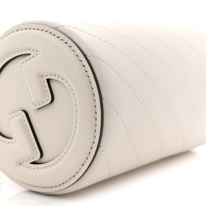 Gucci Sakai Be Green Calfskin Diagonal Stitched Mini Blondie Barrel Shoulder Bag Mystic White 9 of 11