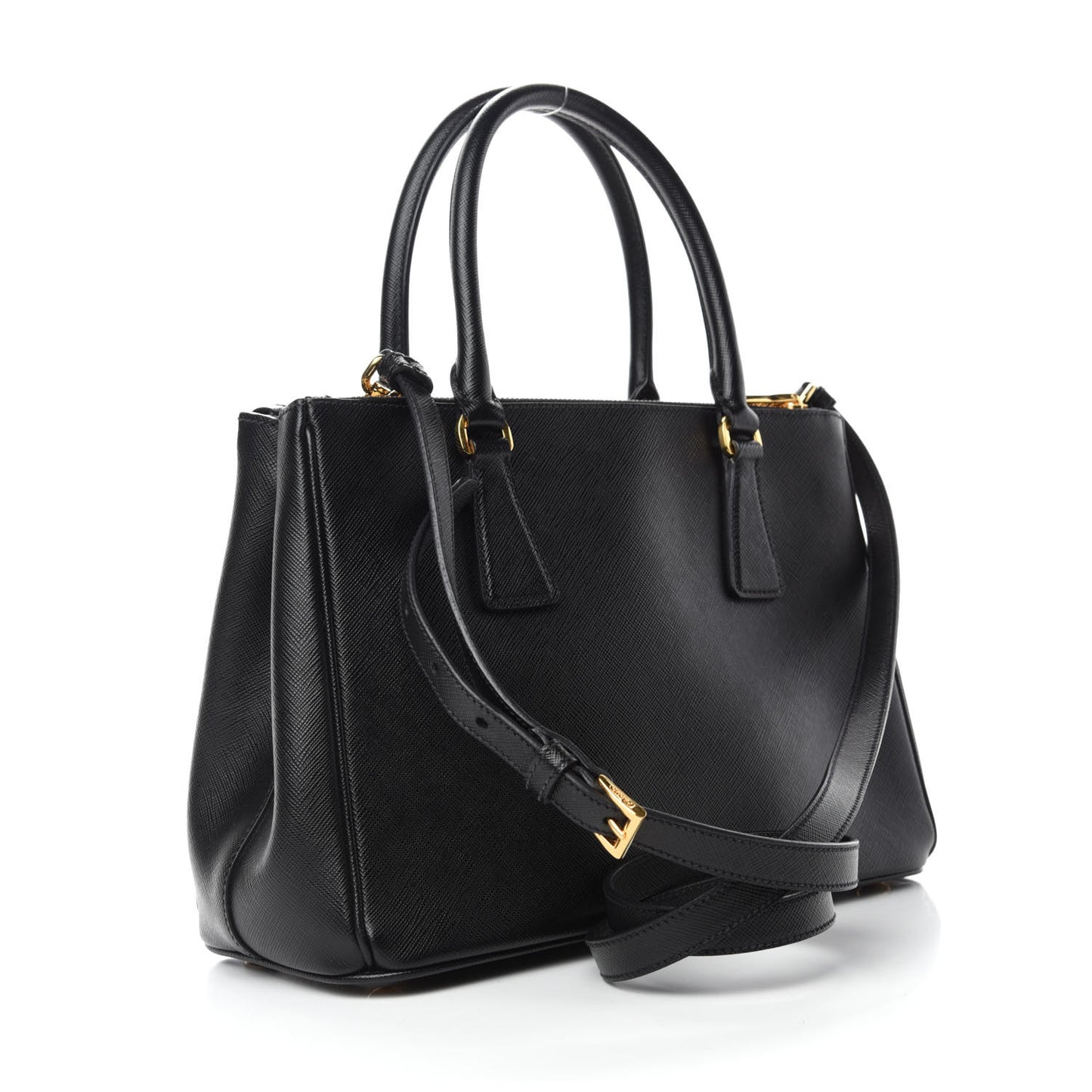 Saffiano Small Galleria Double Zip Tote Black