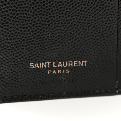 Saint Laurent Grain De Poudre Matelasse Chevron Monogram Zipped Card Case Black 6 of 7