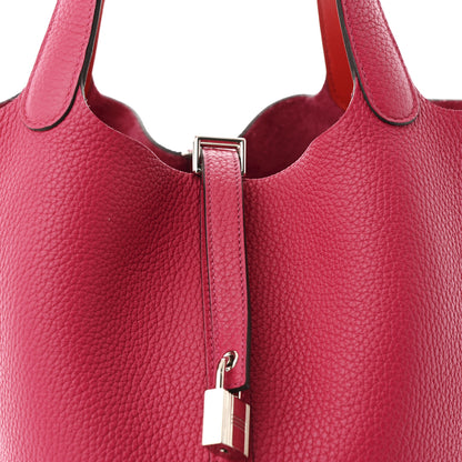 Hermes Taurillon Clemence Swift Eclat Picotin Lock 22 MM Rose Mexico Rouge De Coeur 8 of 10