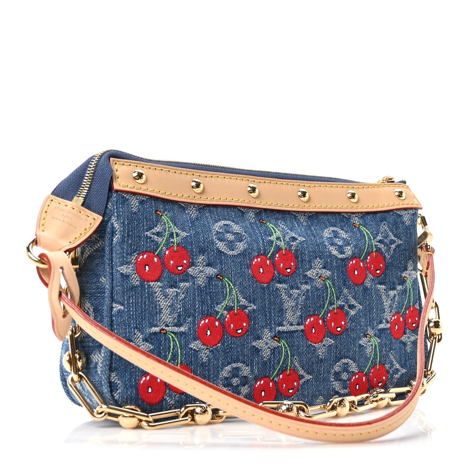 Louis Vuitton LV X TM Monogram Denim Cerises Pochette Accessories Blue 3 of 9