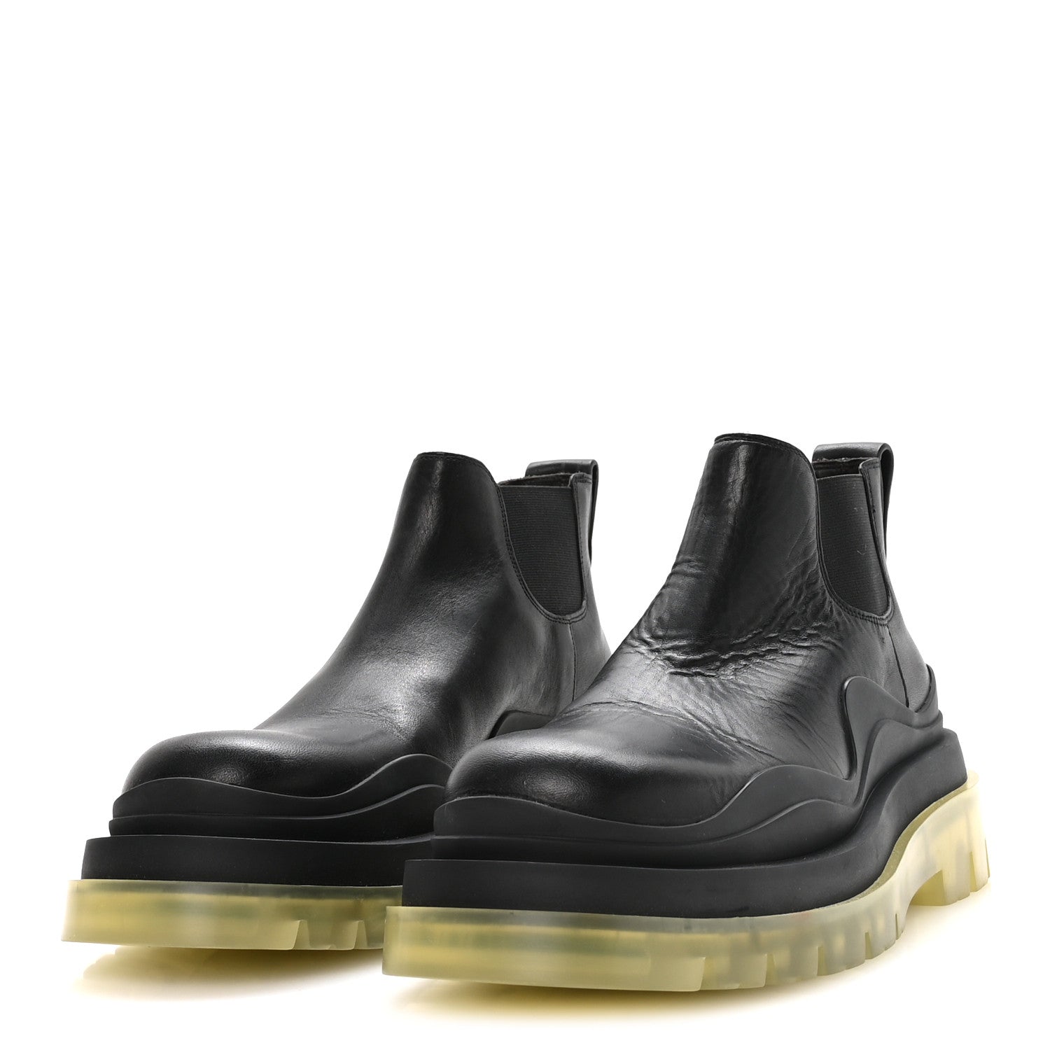 Bottega Veneta Calfskin The Tire Cropped Chelsea Short Boots 37 Black Transparent 4 of 7