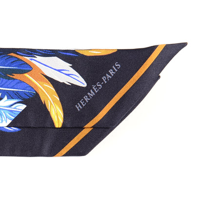 Hermes Silk La Danse Pacifique Twilly Bleu Nuit Jaune Vif 2 of 4