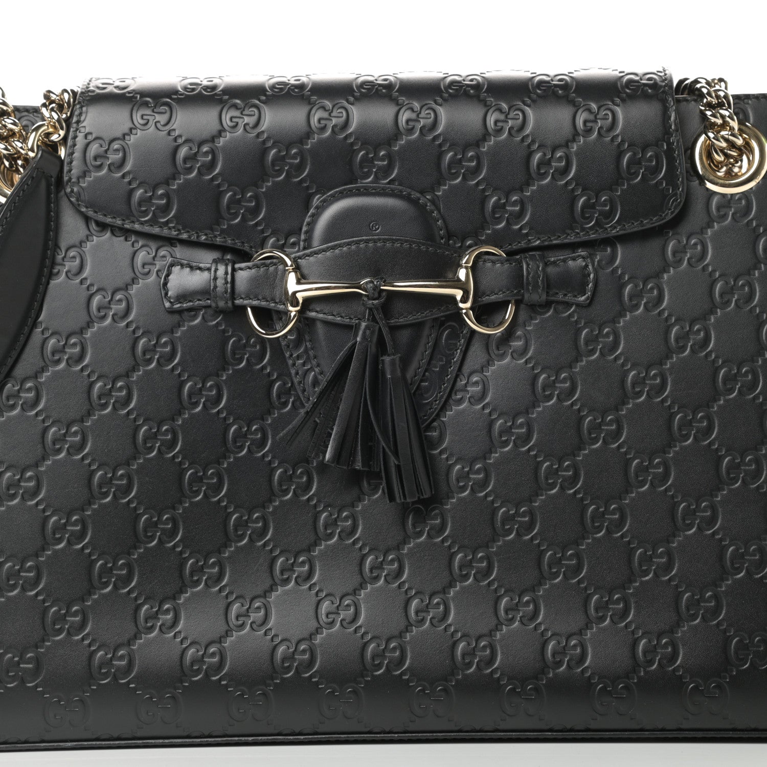 Gucci Guccissima Large Emily Chain Shoulder Bag Black 8 of 17