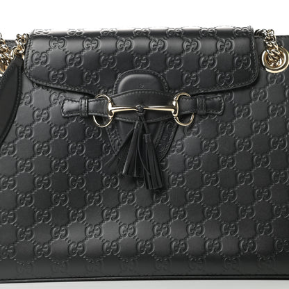 Gucci Guccissima Large Emily Chain Shoulder Bag Black 8 of 17