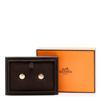 Hermes 18K Rose Gold TPM Ex-Libris Stud Earrings 5 of 5