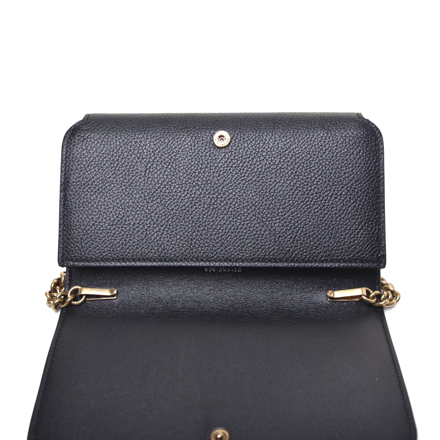 Grained Calfskin Logo Cash Phone Holder Wallet On Chain Black White