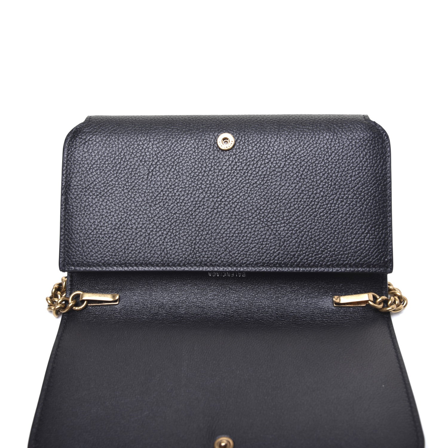 Balenciaga Grained Calfskin Logo Cash Phone Holder Wallet On Chain Black White 10 of 11