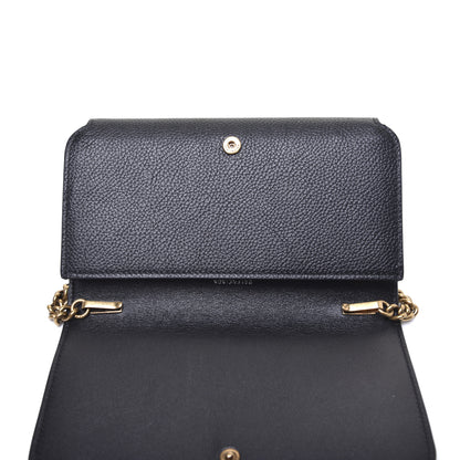 Balenciaga Grained Calfskin Logo Cash Phone Holder Wallet On Chain Black White 10 of 11