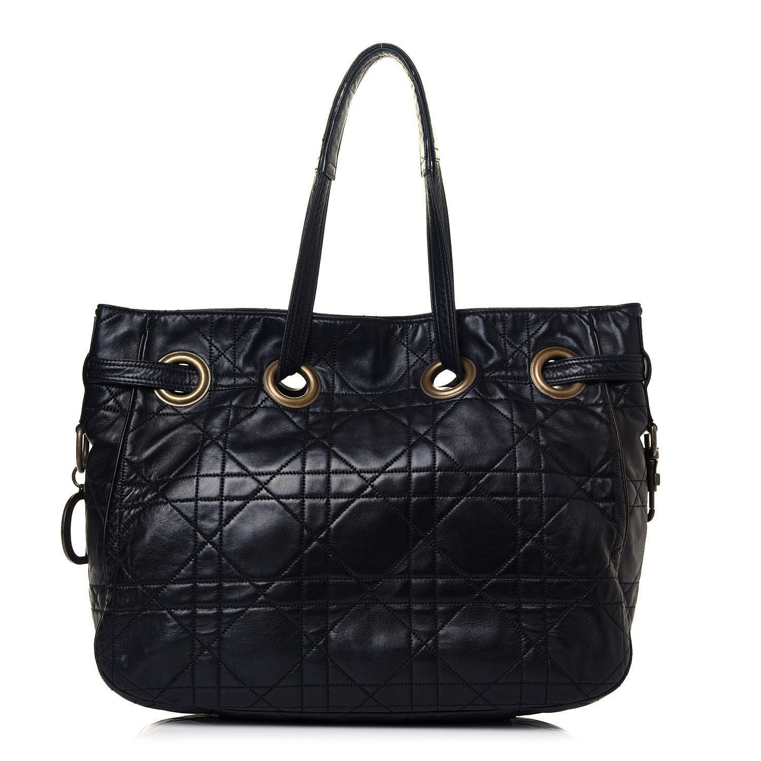 Christian Dior Lambskin Cannage Drawstring Tote Black 1 of 10