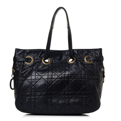 Christian Dior Lambskin Cannage Drawstring Tote Black 1 of 10
