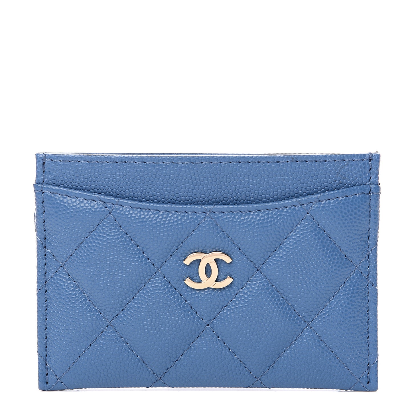 Caviar Quilted Card Holder Blue