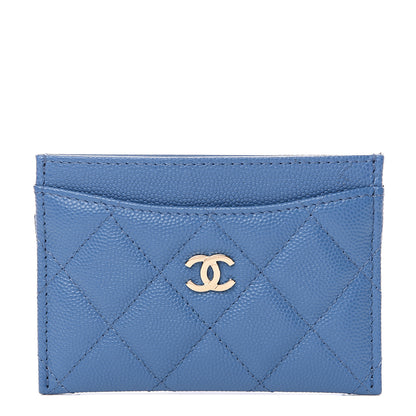 Chanel Caviar Quilted Card Holder Blue 1 of 8
