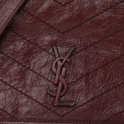 Saint Laurent Crinkled Calfskin Matelasse Monogram Niki Chain Wallet Dark Legion Red 10 of 10