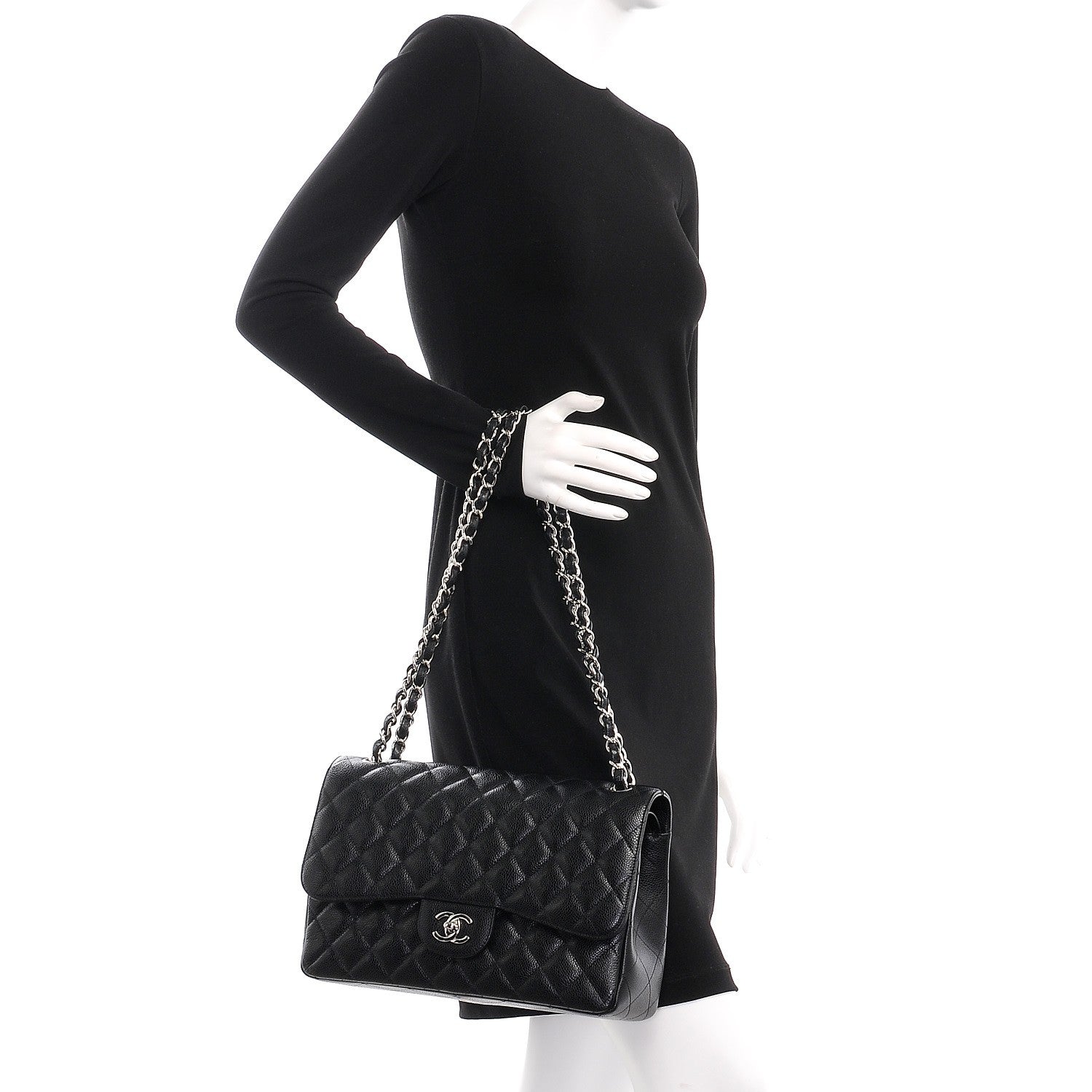 Chanel Caviar Quilted Jumbo Double Flap Black 3 of 10