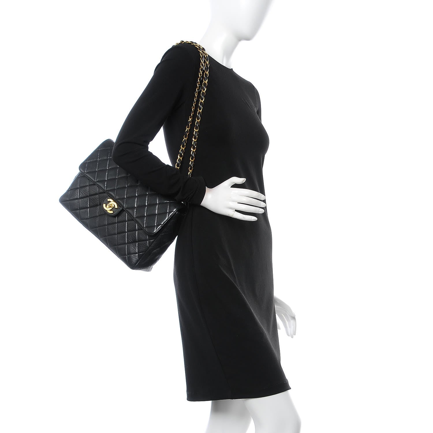 Chanel Lambskin Quilted Jumbo Single Flap Black 3 of 12