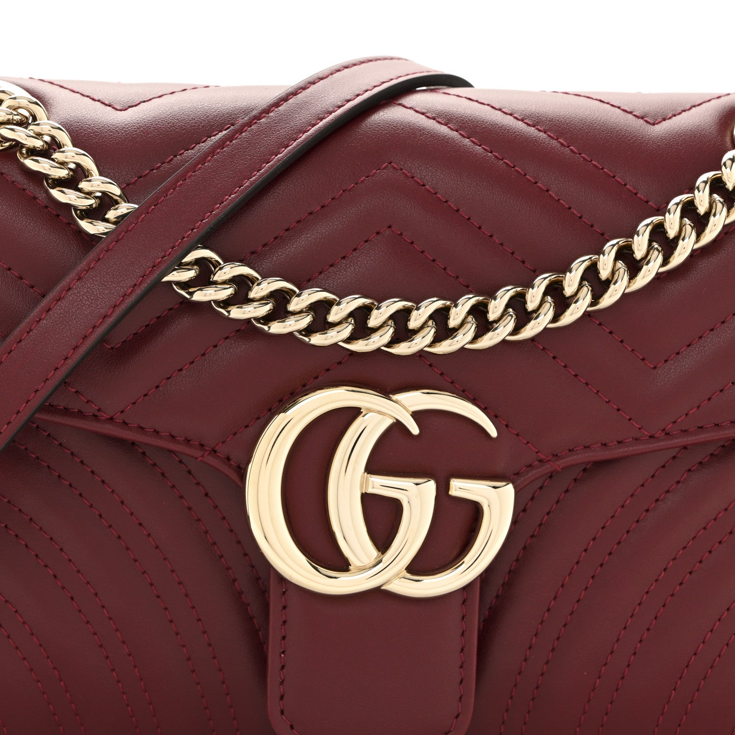 Gucci Calfskin Matelasse Medium GG Marmont Shoulder Bag Rosso Ancora Red 8 of 11