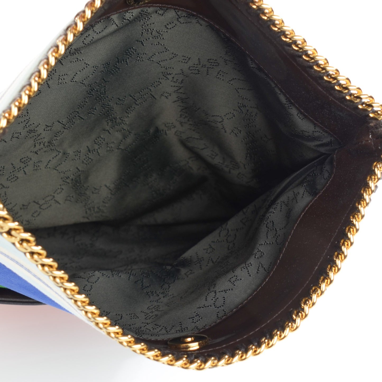 Silk Striped Falabella Fold Over Clutch Multicolor