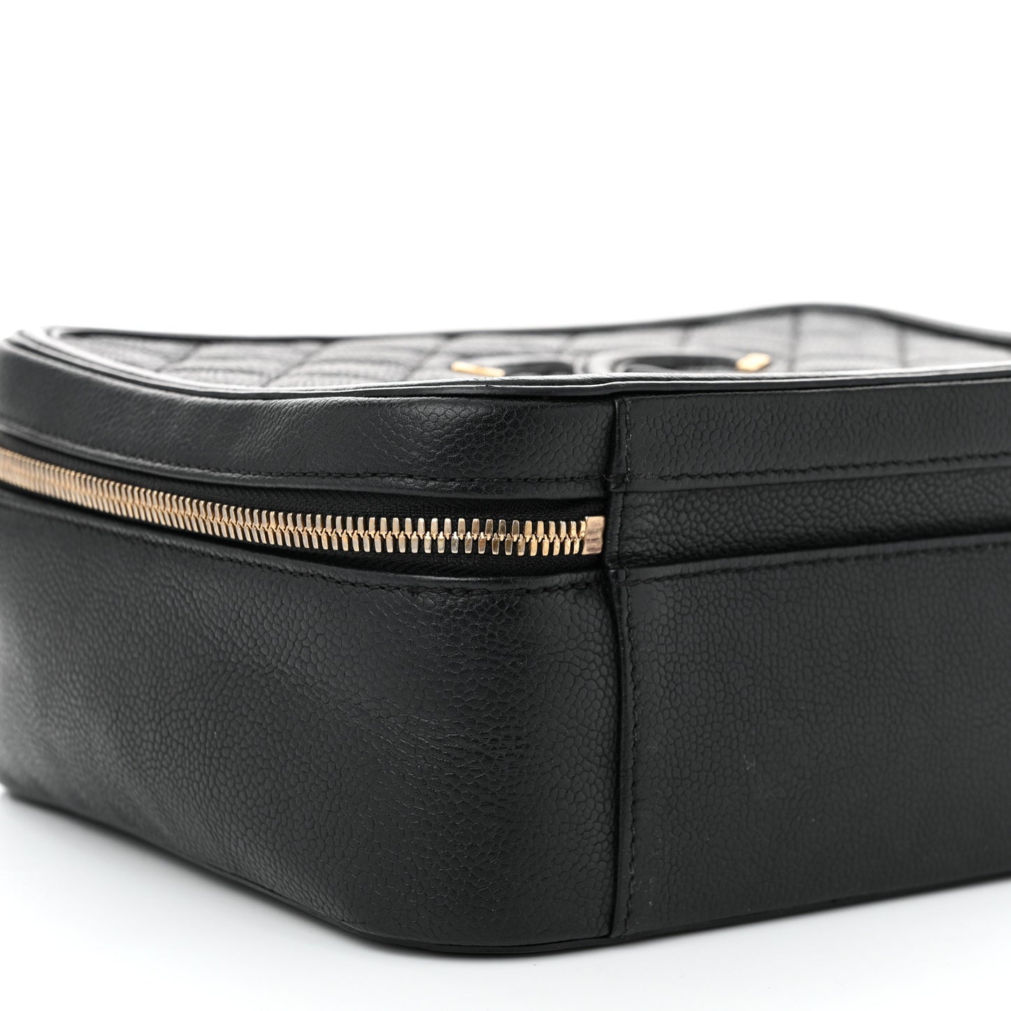 Caviar Quilted Large CC Filigree Vanity Case Black