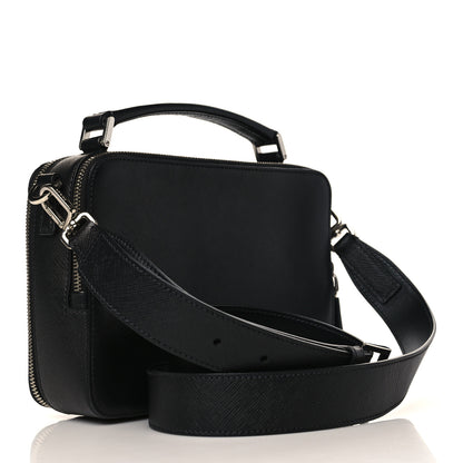 Prada Saffiano Travel Medium Brique Crossbody Bag Black 3 of 9