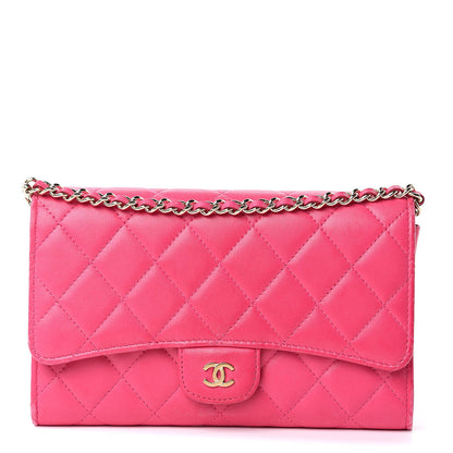 Chanel Lambskin Quilted Wallet on Removable Chain Fuchsia 1 of 16
