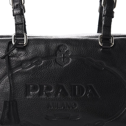 Prada Vitello Daino Embossed Logo Bowler Black 10 of 10
