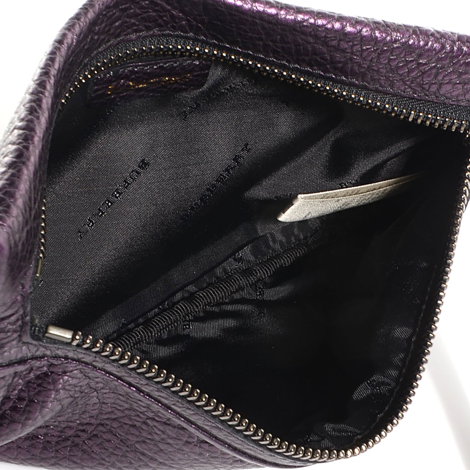 Burberry Metallic Grainy Calfskin Nevin Large Pouch Blackberry 5 of 10