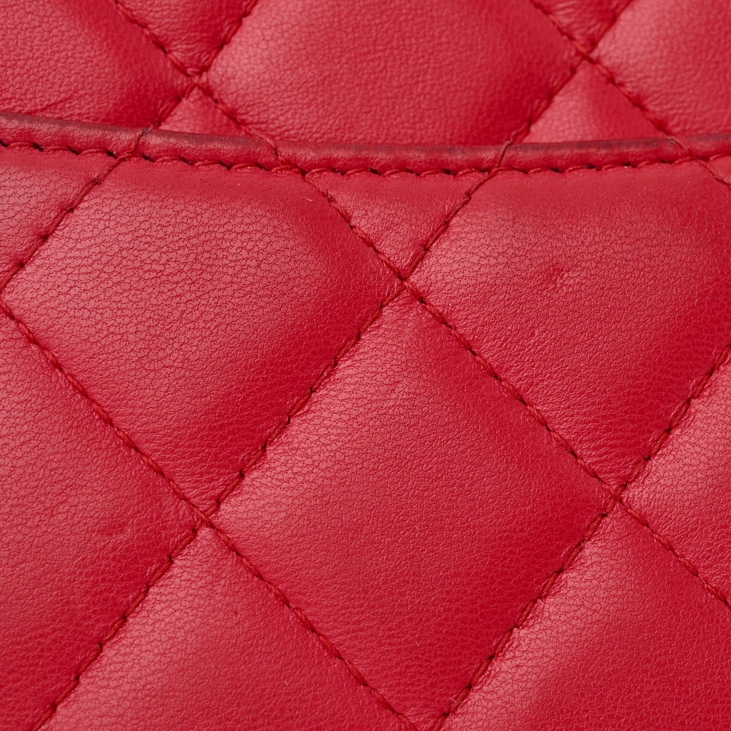 Chanel Lambskin Quilted Wallet On Chain WOC Red 17 of 18