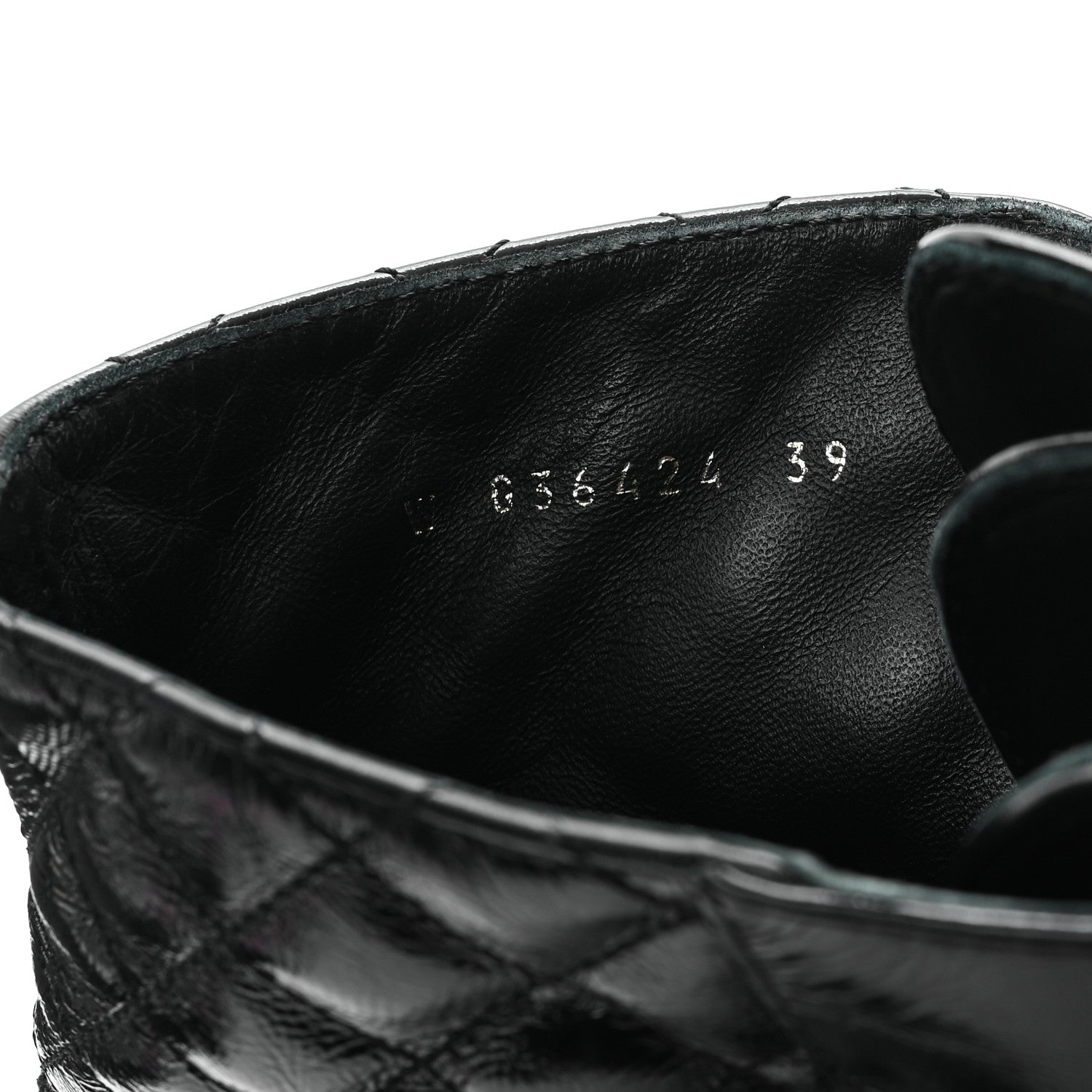 Chanel Shiny Goatskin Calfskin Quilted Lace Up Combat Boots 39 Black 9 of 10